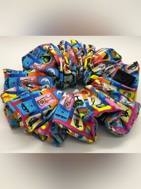 XL Mexican Lotería Colorful Multi-Print Hair Scrunchie - Women's Hair Accessory